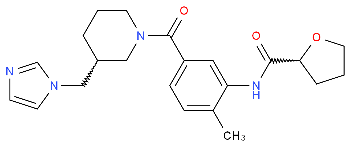 N-(5-{[3-(1H-imidazol-1-ylmethyl)-1-piperidinyl]carbonyl}-2-methylphenyl)tetrahydro-2-furancarboxamide_Molecular_structure_CAS_)