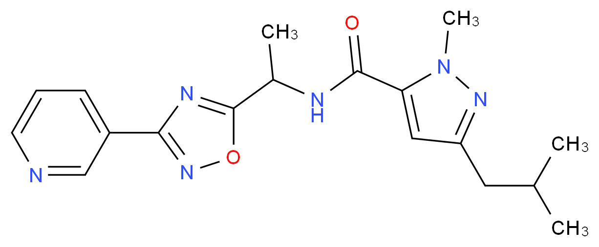 3-isobutyl-1-methyl-N-{1-[3-(3-pyridinyl)-1,2,4-oxadiazol-5-yl]ethyl}-1H-pyrazole-5-carboxamide_Molecular_structure_CAS_)