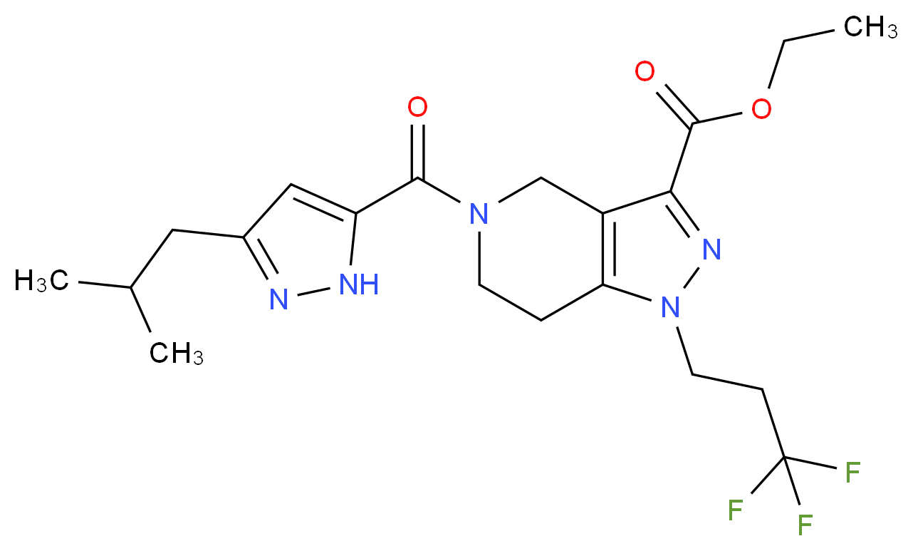 ethyl 5-[(3-isobutyl-1H-pyrazol-5-yl)carbonyl]-1-(3,3,3-trifluoropropyl)-4,5,6,7-tetrahydro-1H-pyrazolo[4,3-c]pyridine-3-carboxylate_Molecular_structure_CAS_)