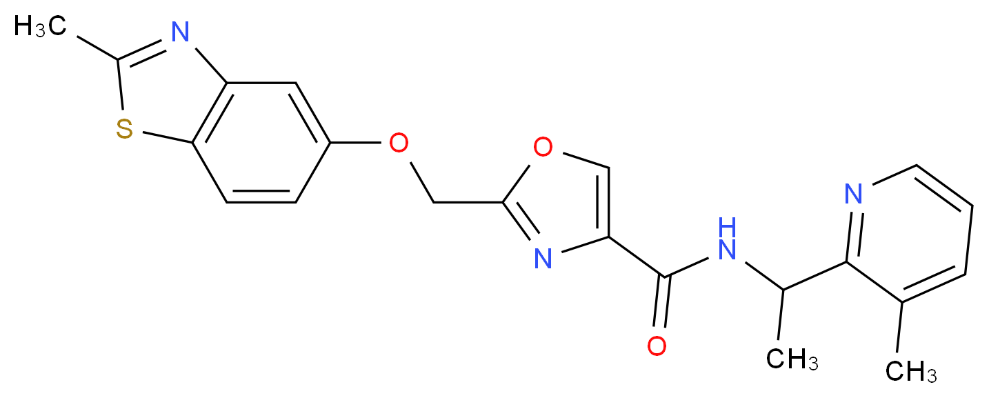 2-{[(2-methyl-1,3-benzothiazol-5-yl)oxy]methyl}-N-[1-(3-methylpyridin-2-yl)ethyl]-1,3-oxazole-4-carboxamide_Molecular_structure_CAS_)