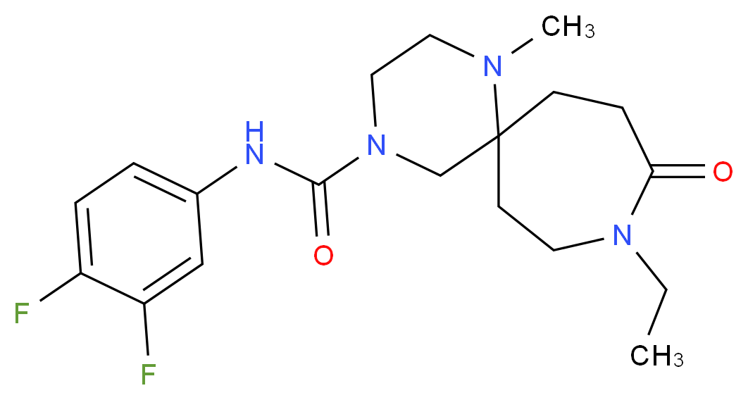 N-(3,4-difluorophenyl)-9-ethyl-1-methyl-10-oxo-1,4,9-triazaspiro[5.6]dodecane-4-carboxamide_Molecular_structure_CAS_)