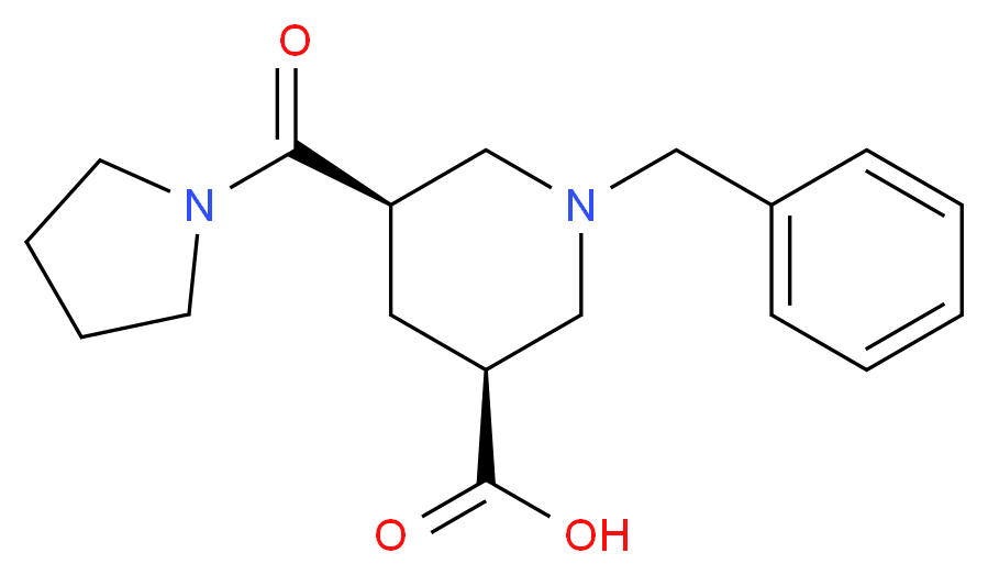 (3S*,5R*)-1-benzyl-5-(1-pyrrolidinylcarbonyl)-3-piperidinecarboxylic acid_Molecular_structure_CAS_)
