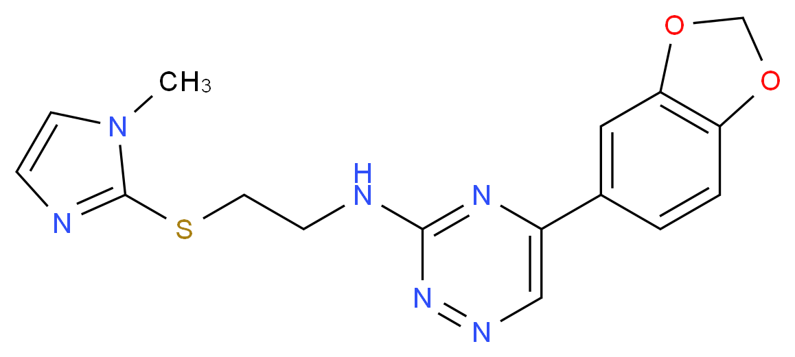 5-(1,3-benzodioxol-5-yl)-N-{2-[(1-methyl-1H-imidazol-2-yl)thio]ethyl}-1,2,4-triazin-3-amine_Molecular_structure_CAS_)