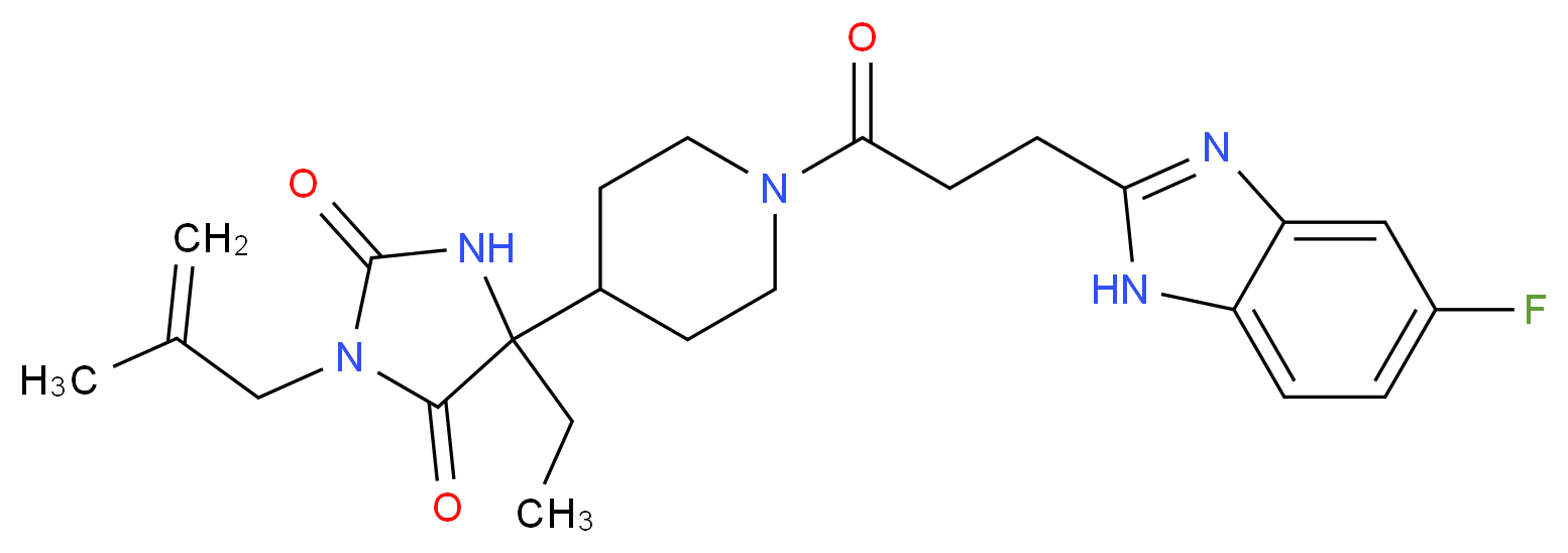 5-ethyl-5-{1-[3-(5-fluoro-1H-benzimidazol-2-yl)propanoyl]-4-piperidinyl}-3-(2-methyl-2-propen-1-yl)-2,4-imidazolidinedione_Molecular_structure_CAS_)