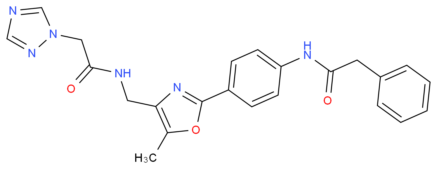N-[4-(5-methyl-4-{[(1H-1,2,4-triazol-1-ylacetyl)amino]methyl}-1,3-oxazol-2-yl)phenyl]-2-phenylacetamide_Molecular_structure_CAS_)