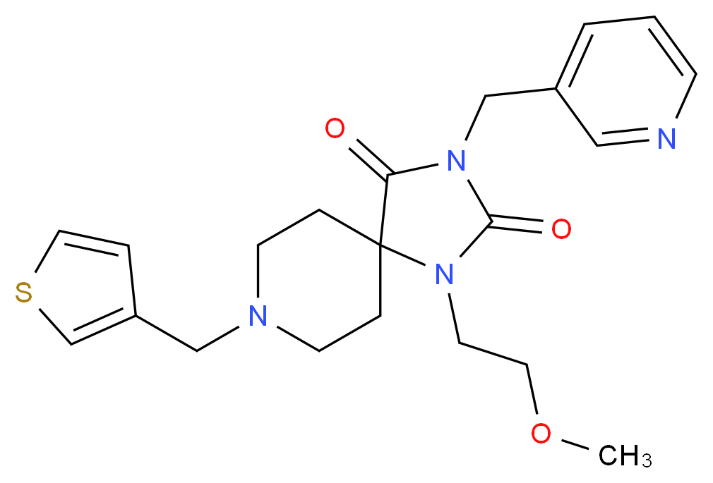1-(2-methoxyethyl)-3-(3-pyridinylmethyl)-8-(3-thienylmethyl)-1,3,8-triazaspiro[4.5]decane-2,4-dione_Molecular_structure_CAS_)