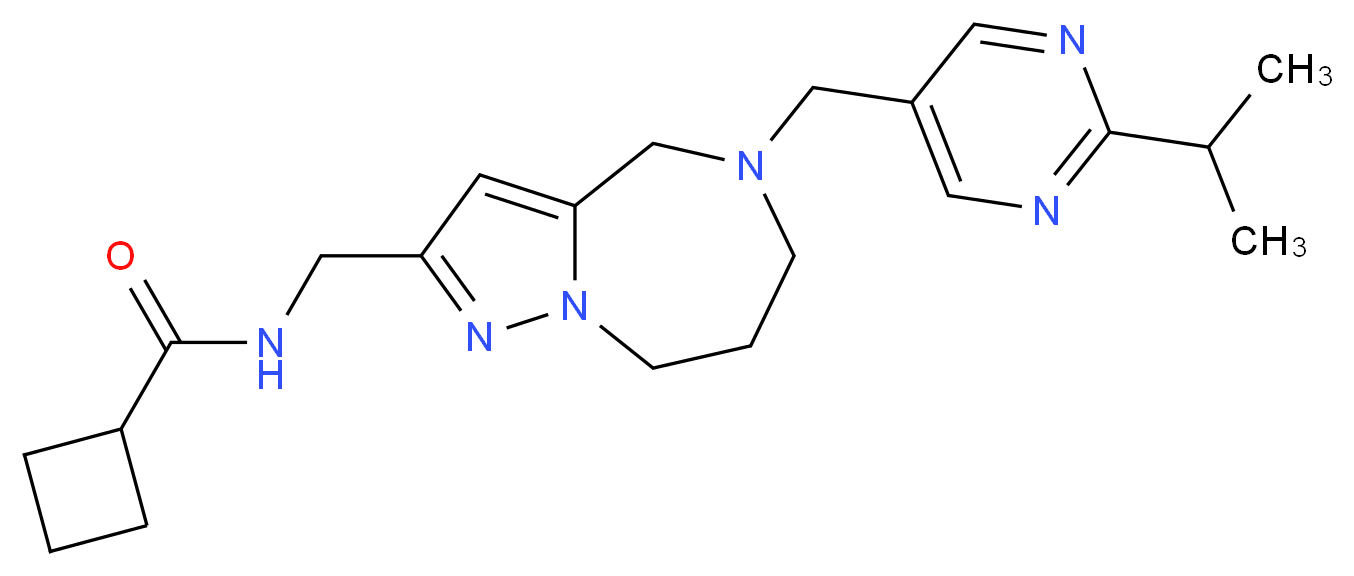 N-({5-[(2-isopropylpyrimidin-5-yl)methyl]-5,6,7,8-tetrahydro-4H-pyrazolo[1,5-a][1,4]diazepin-2-yl}methyl)cyclobutanecarboxamide_Molecular_structure_CAS_)