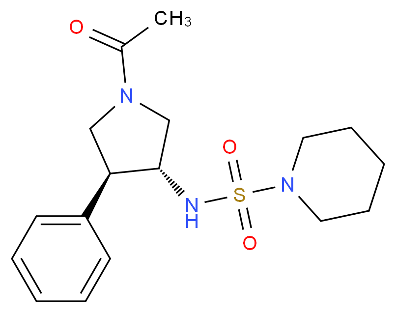 N-[(3R*,4S*)-1-acetyl-4-phenyl-3-pyrrolidinyl]-1-piperidinesulfonamide_Molecular_structure_CAS_)