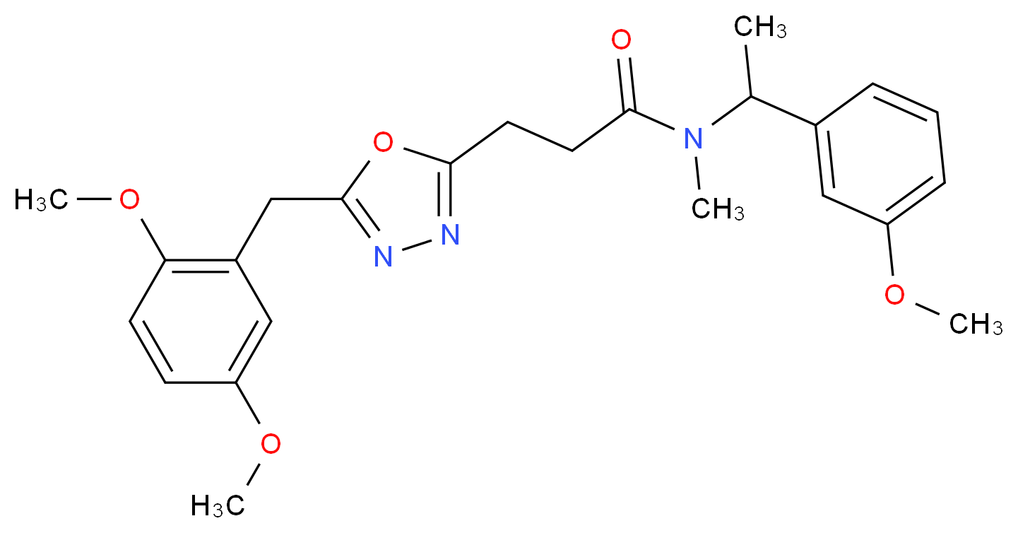 3-[5-(2,5-dimethoxybenzyl)-1,3,4-oxadiazol-2-yl]-N-[1-(3-methoxyphenyl)ethyl]-N-methylpropanamide_Molecular_structure_CAS_)