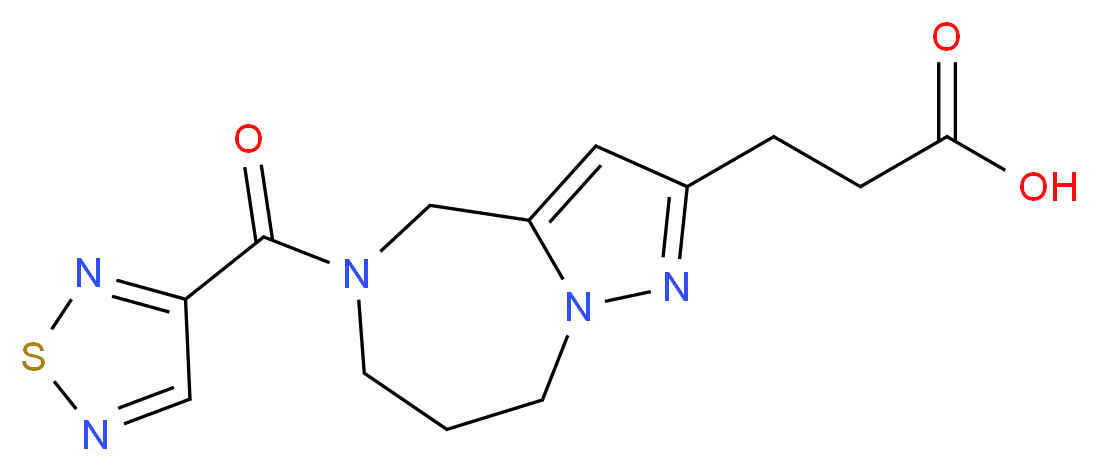 3-[5-(1,2,5-thiadiazol-3-ylcarbonyl)-5,6,7,8-tetrahydro-4H-pyrazolo[1,5-a][1,4]diazepin-2-yl]propanoic acid_Molecular_structure_CAS_)