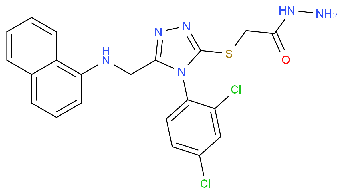 2-({4-(2,4-Dichlorophenyl)-5-[(1-naphthylamino)-methyl]-4H-1,2,4-triazol-3-yl}thio)acetohydrazide_Molecular_structure_CAS_)