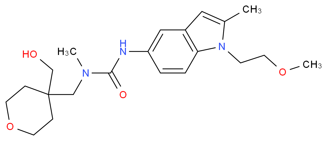 N-{[4-(hydroxymethyl)tetrahydro-2H-pyran-4-yl]methyl}-N'-[1-(2-methoxyethyl)-2-methyl-1H-indol-5-yl]-N-methylurea_Molecular_structure_CAS_)