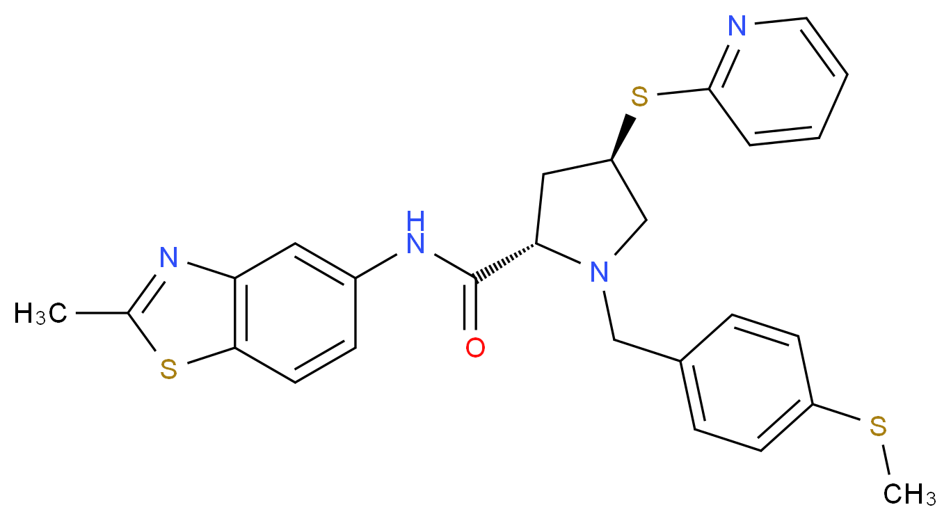 (4R)-N-(2-methyl-1,3-benzothiazol-5-yl)-1-[4-(methylthio)benzyl]-4-(2-pyridinylthio)-L-prolinamide_Molecular_structure_CAS_)