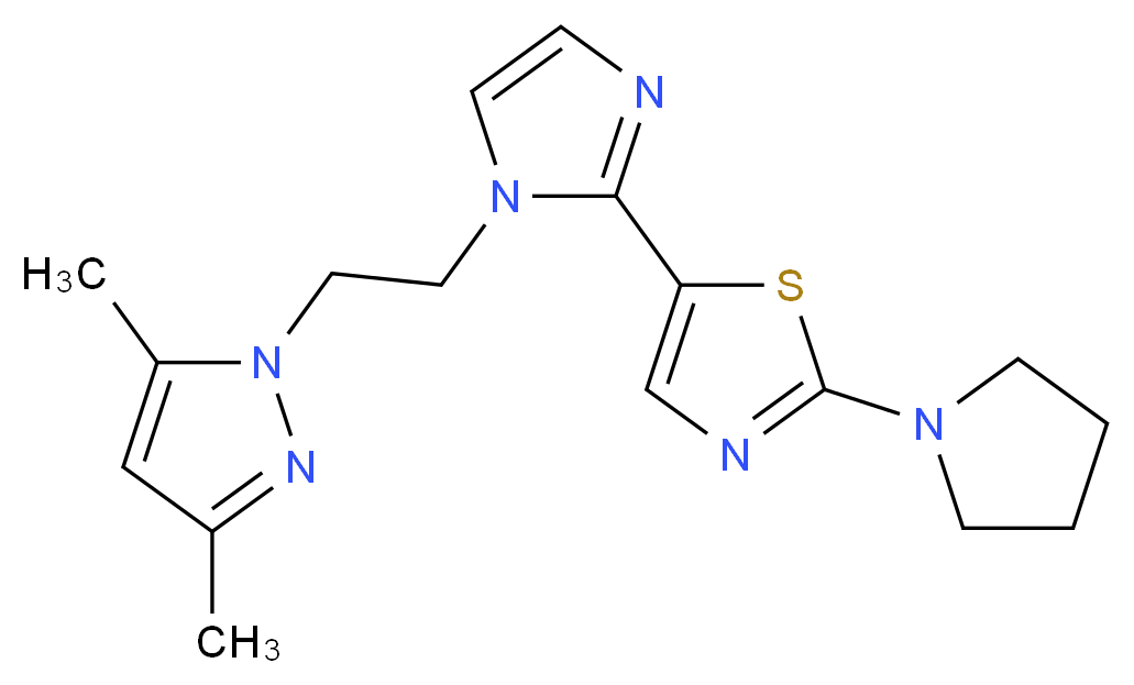 5-{1-[2-(3,5-dimethyl-1H-pyrazol-1-yl)ethyl]-1H-imidazol-2-yl}-2-pyrrolidin-1-yl-1,3-thiazole_Molecular_structure_CAS_)