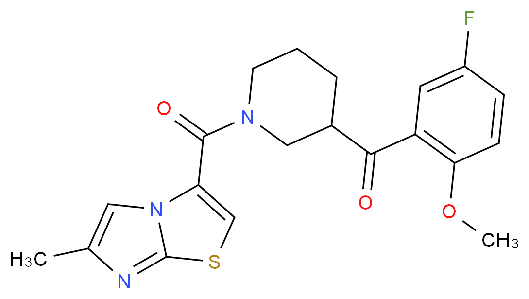 (5-fluoro-2-methoxyphenyl){1-[(6-methylimidazo[2,1-b][1,3]thiazol-3-yl)carbonyl]-3-piperidinyl}methanone_Molecular_structure_CAS_)