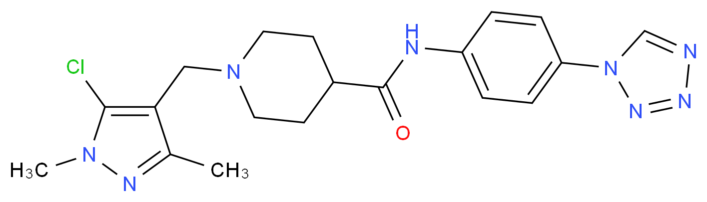 1-[(5-chloro-1,3-dimethyl-1H-pyrazol-4-yl)methyl]-N-[4-(1H-tetrazol-1-yl)phenyl]-4-piperidinecarboxamide_Molecular_structure_CAS_)