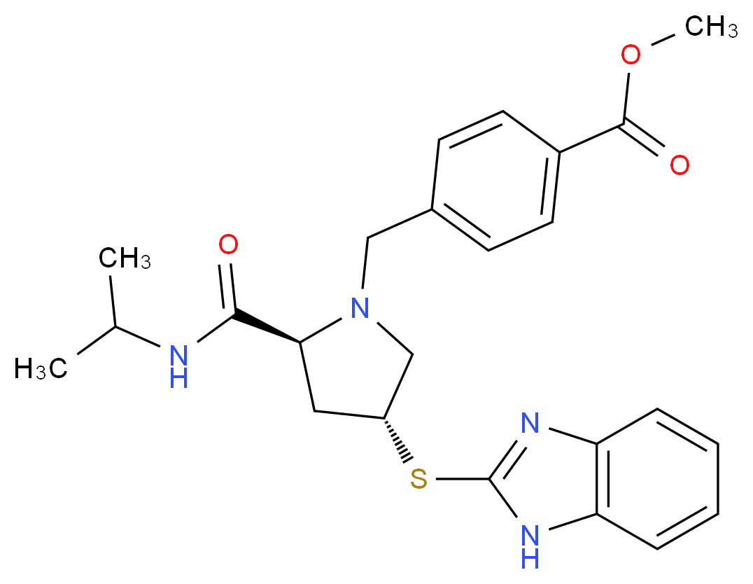 methyl 4-({(2S,4R)-4-(1H-benzimidazol-2-ylthio)-2-[(isopropylamino)carbonyl]-1-pyrrolidinyl}methyl)benzoate_Molecular_structure_CAS_)
