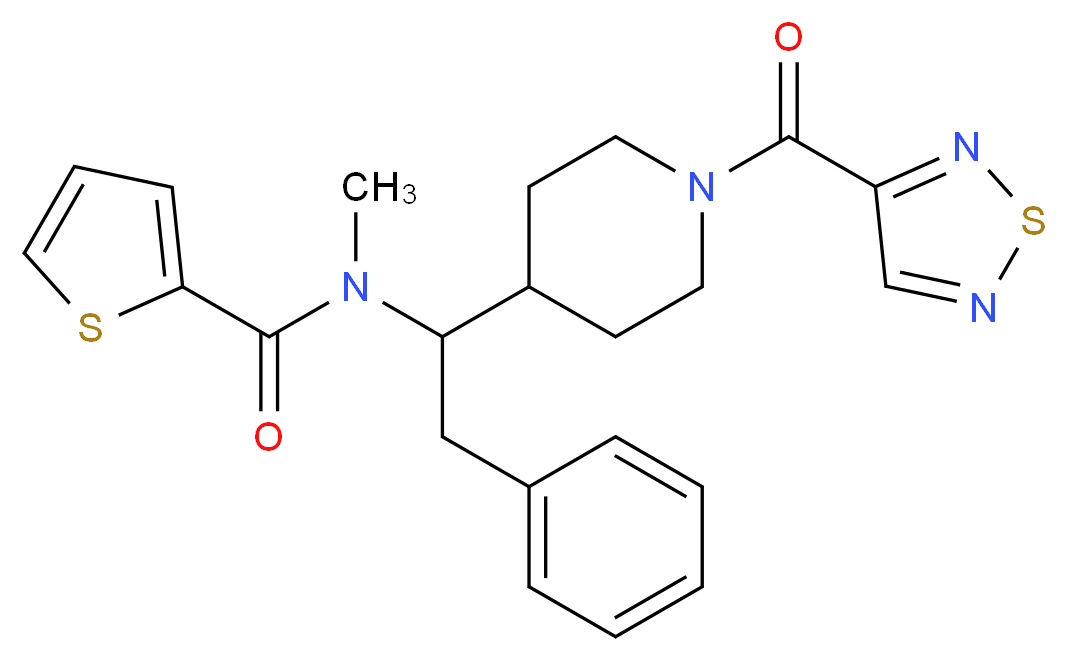 N-methyl-N-{2-phenyl-1-[1-(1,2,5-thiadiazol-3-ylcarbonyl)-4-piperidinyl]ethyl}-2-thiophenecarboxamide_Molecular_structure_CAS_)