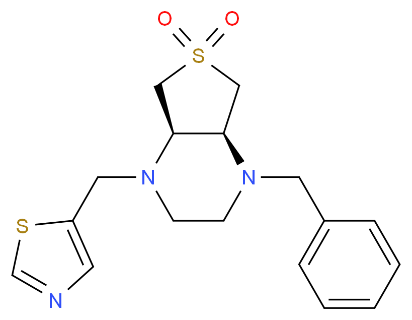 (4aR*,7aS*)-1-benzyl-4-(1,3-thiazol-5-ylmethyl)octahydrothieno[3,4-b]pyrazine 6,6-dioxide_Molecular_structure_CAS_)