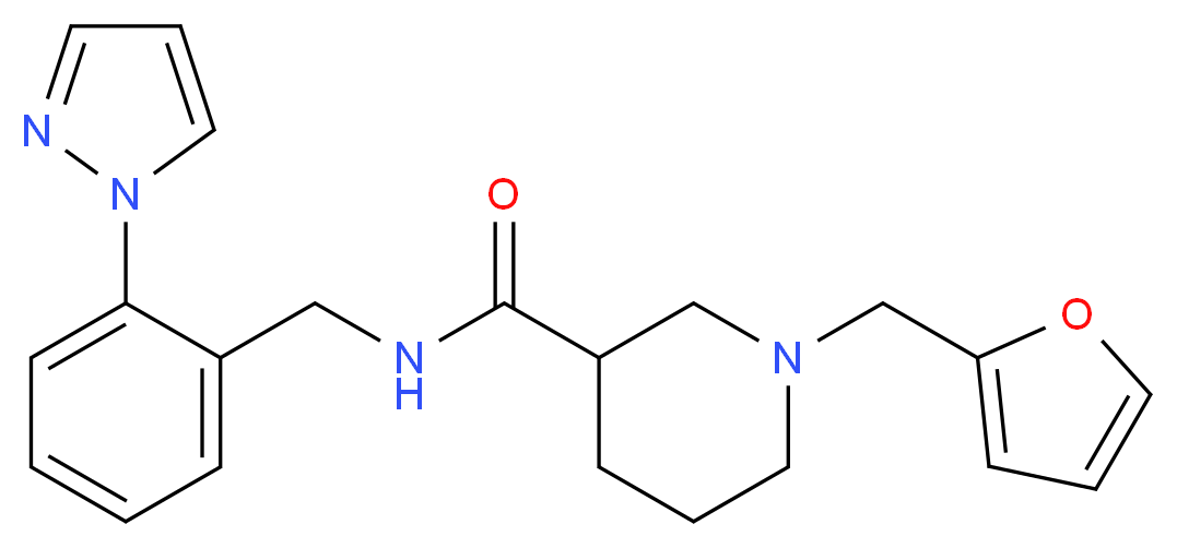 1-(2-furylmethyl)-N-[2-(1H-pyrazol-1-yl)benzyl]-3-piperidinecarboxamide_Molecular_structure_CAS_)