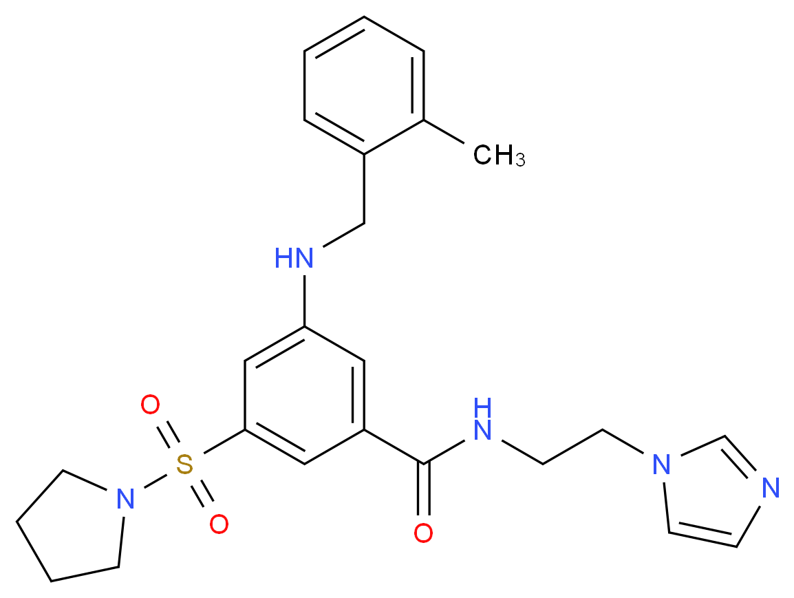 N-[2-(1H-imidazol-1-yl)ethyl]-3-[(2-methylbenzyl)amino]-5-(1-pyrrolidinylsulfonyl)benzamide_Molecular_structure_CAS_)