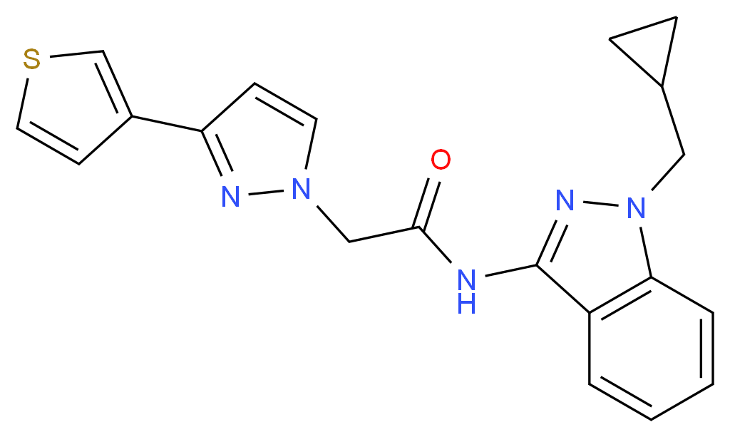 N-[1-(cyclopropylmethyl)-1H-indazol-3-yl]-2-[3-(3-thienyl)-1H-pyrazol-1-yl]acetamide_Molecular_structure_CAS_)