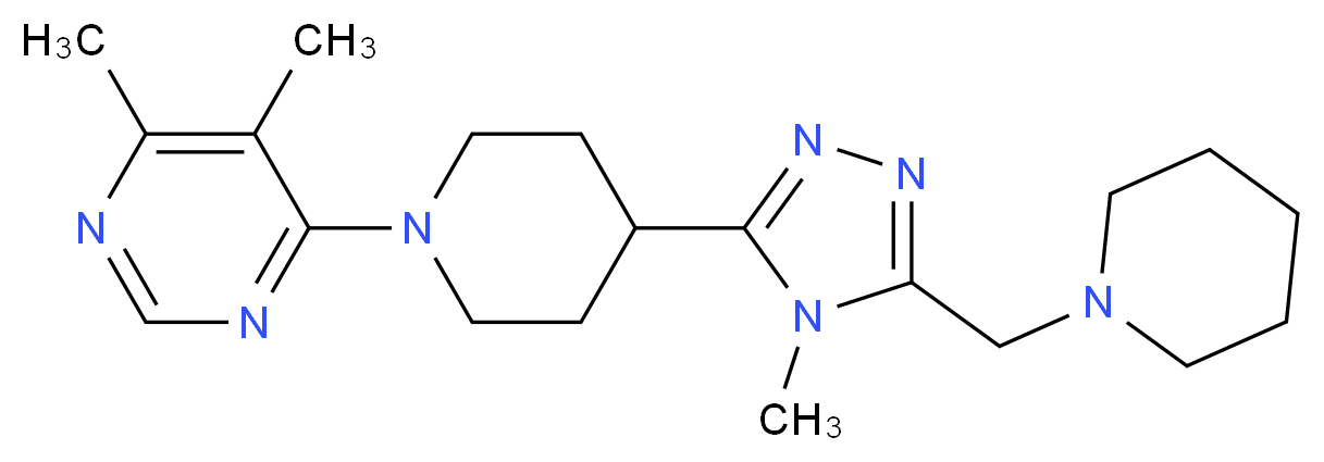 4,5-dimethyl-6-{4-[4-methyl-5-(piperidin-1-ylmethyl)-4H-1,2,4-triazol-3-yl]piperidin-1-yl}pyrimidine_Molecular_structure_CAS_)