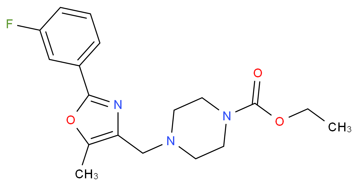 ethyl 4-{[2-(3-fluorophenyl)-5-methyl-1,3-oxazol-4-yl]methyl}-1-piperazinecarboxylate_Molecular_structure_CAS_)