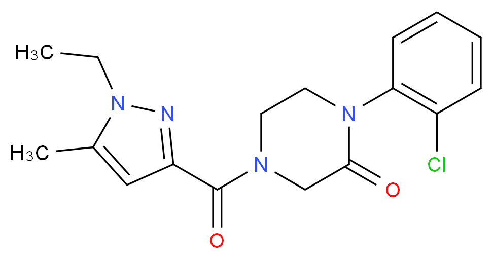 1-(2-chlorophenyl)-4-[(1-ethyl-5-methyl-1H-pyrazol-3-yl)carbonyl]-2-piperazinone_Molecular_structure_CAS_)