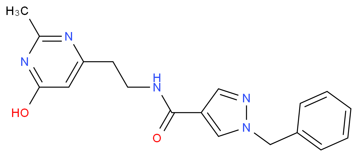 1-benzyl-N-[2-(6-hydroxy-2-methylpyrimidin-4-yl)ethyl]-1H-pyrazole-4-carboxamide_Molecular_structure_CAS_)