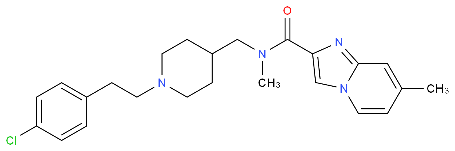N-({1-[2-(4-chlorophenyl)ethyl]-4-piperidinyl}methyl)-N,7-dimethylimidazo[1,2-a]pyridine-2-carboxamide_Molecular_structure_CAS_)