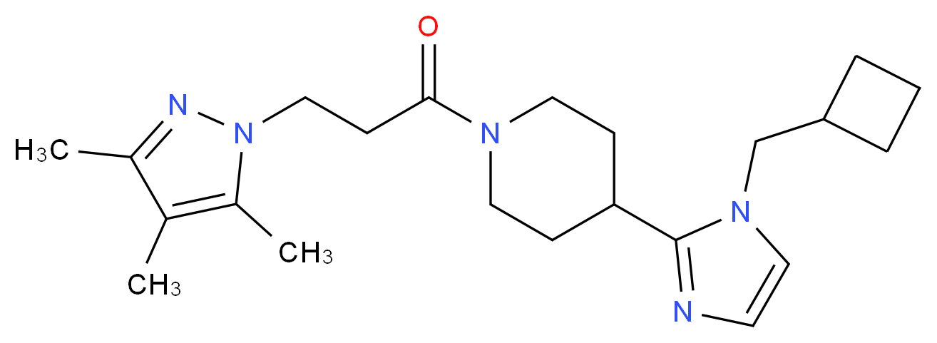 4-[1-(cyclobutylmethyl)-1H-imidazol-2-yl]-1-[3-(3,4,5-trimethyl-1H-pyrazol-1-yl)propanoyl]piperidine_Molecular_structure_CAS_)