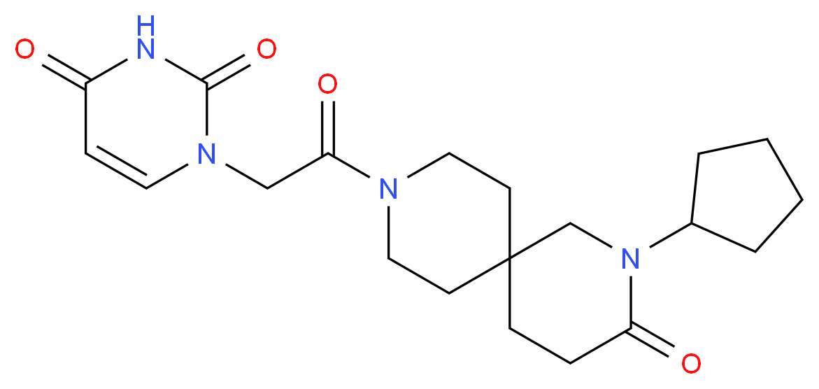 1-[2-(2-cyclopentyl-3-oxo-2,9-diazaspiro[5.5]undec-9-yl)-2-oxoethyl]pyrimidine-2,4(1H,3H)-dione_Molecular_structure_CAS_)