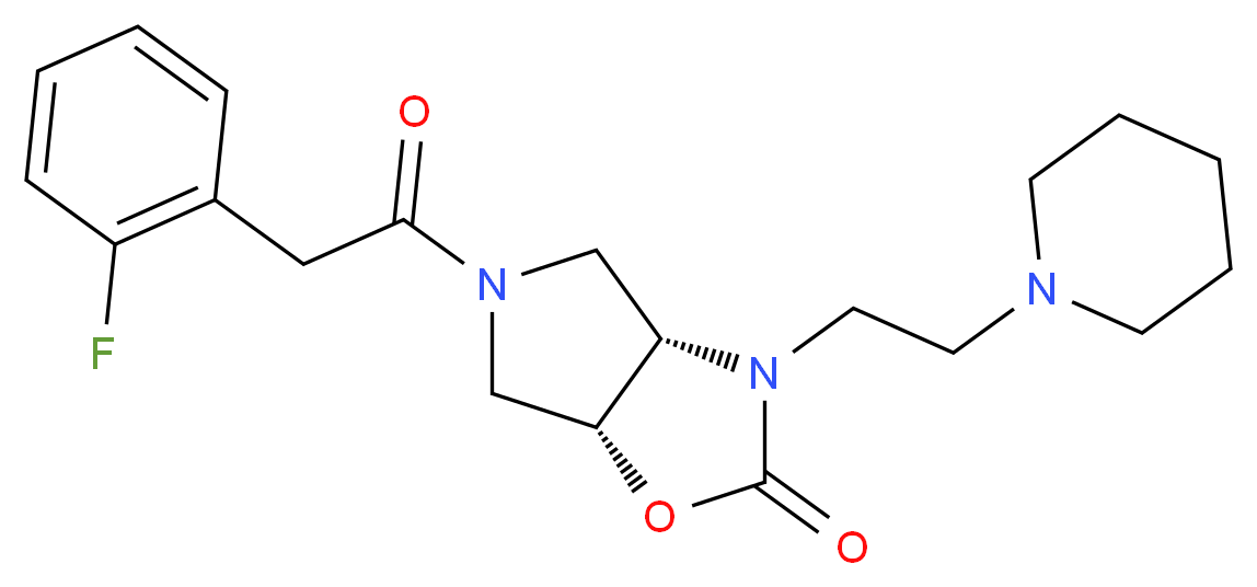 (3aS*,6aR*)-5-[(2-fluorophenyl)acetyl]-3-(2-piperidin-1-ylethyl)hexahydro-2H-pyrrolo[3,4-d][1,3]oxazol-2-one_Molecular_structure_CAS_)