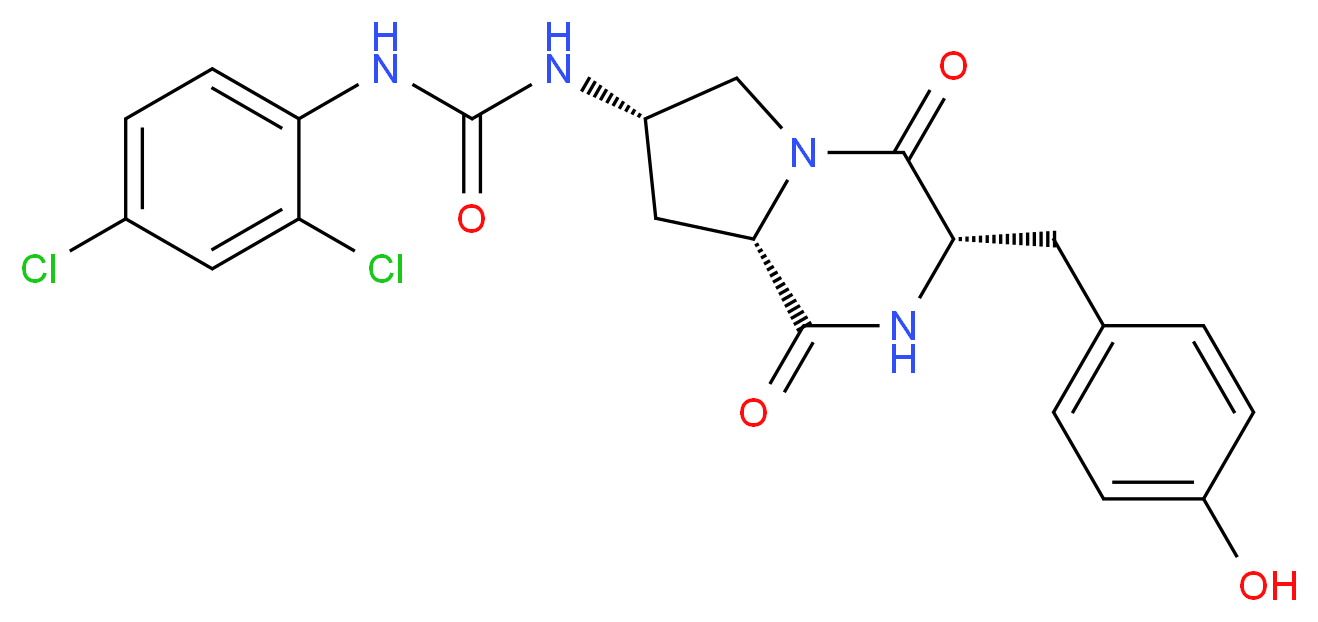N-(2,4-dichlorophenyl)-N'-[(3S,7S,8aS)-3-(4-hydroxybenzyl)-1,4-dioxooctahydropyrrolo[1,2-a]pyrazin-7-yl]urea_Molecular_structure_CAS_)