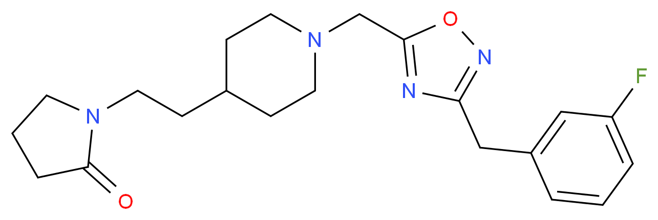 1-[2-(1-{[3-(3-fluorobenzyl)-1,2,4-oxadiazol-5-yl]methyl}-4-piperidinyl)ethyl]-2-pyrrolidinone_Molecular_structure_CAS_)