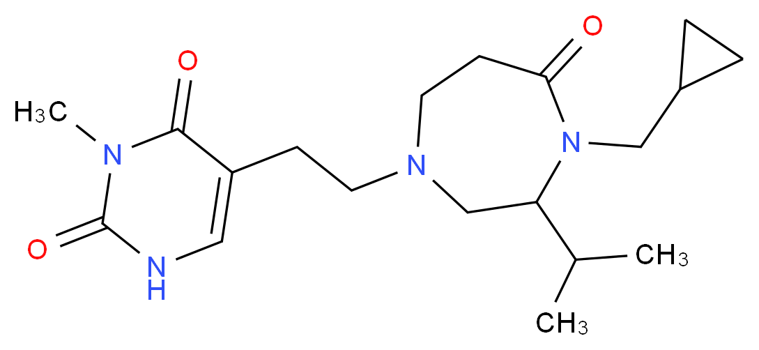 5-{2-[4-(cyclopropylmethyl)-3-isopropyl-5-oxo-1,4-diazepan-1-yl]ethyl}-3-methylpyrimidine-2,4(1H,3H)-dione_Molecular_structure_CAS_)