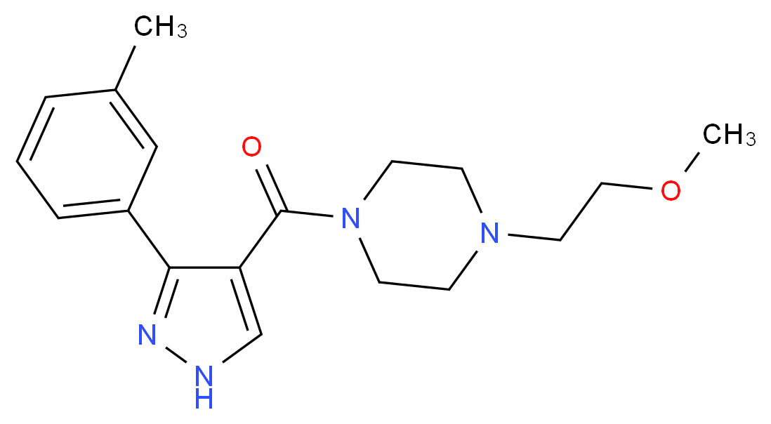 1-(2-methoxyethyl)-4-{[3-(3-methylphenyl)-1H-pyrazol-4-yl]carbonyl}piperazine_Molecular_structure_CAS_)