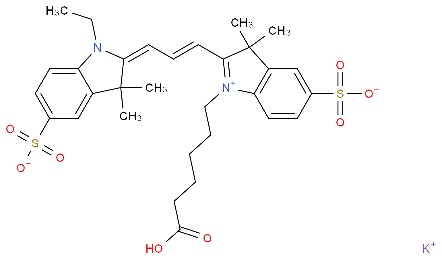 Cyanine 3 Monofunctional Hexanoic Acid Dye, Potassium Salt_Molecular_structure_CAS_449175-57-9)