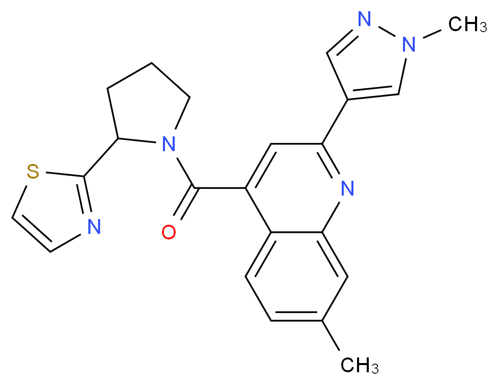 7-methyl-2-(1-methyl-1H-pyrazol-4-yl)-4-{[2-(1,3-thiazol-2-yl)pyrrolidin-1-yl]carbonyl}quinoline_Molecular_structure_CAS_)