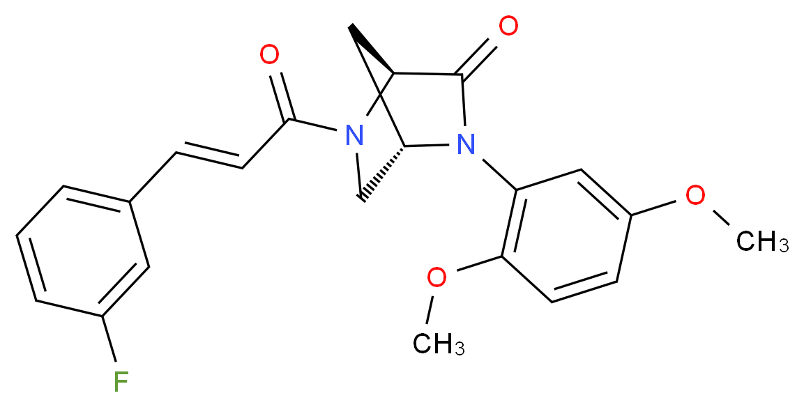 (1S*,4S*)-2-(2,5-dimethoxyphenyl)-5-[(2E)-3-(3-fluorophenyl)-2-propenoyl]-2,5-diazabicyclo[2.2.1]heptan-3-one_Molecular_structure_CAS_)
