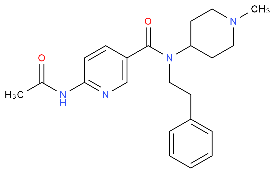 6-(acetylamino)-N-(1-methylpiperidin-4-yl)-N-(2-phenylethyl)nicotinamide_Molecular_structure_CAS_)