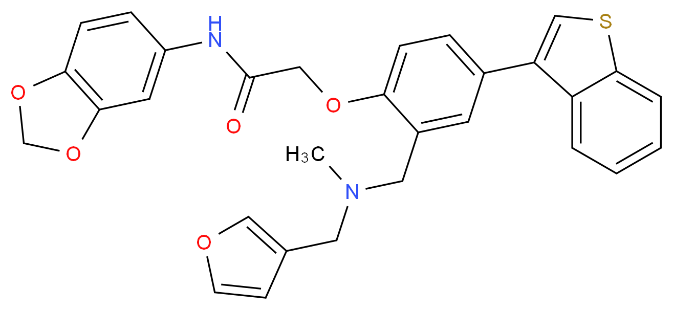 N-1,3-benzodioxol-5-yl-2-(4-(1-benzothien-3-yl)-2-{[(3-furylmethyl)(methyl)amino]methyl}phenoxy)acetamide_Molecular_structure_CAS_)