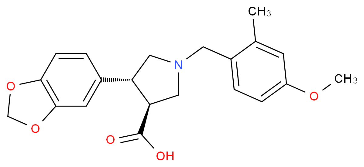 (3S*,4R*)-4-(1,3-benzodioxol-5-yl)-1-(4-methoxy-2-methylbenzyl)pyrrolidine-3-carboxylic acid_Molecular_structure_CAS_)