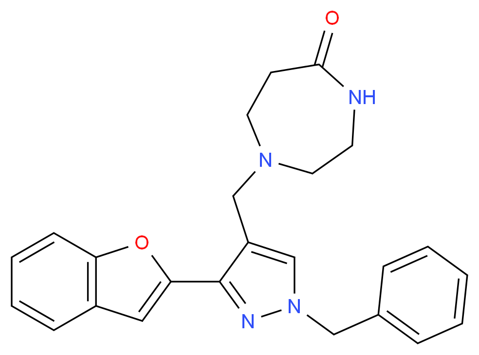1-{[3-(1-benzofuran-2-yl)-1-benzyl-1H-pyrazol-4-yl]methyl}-1,4-diazepan-5-one_Molecular_structure_CAS_)