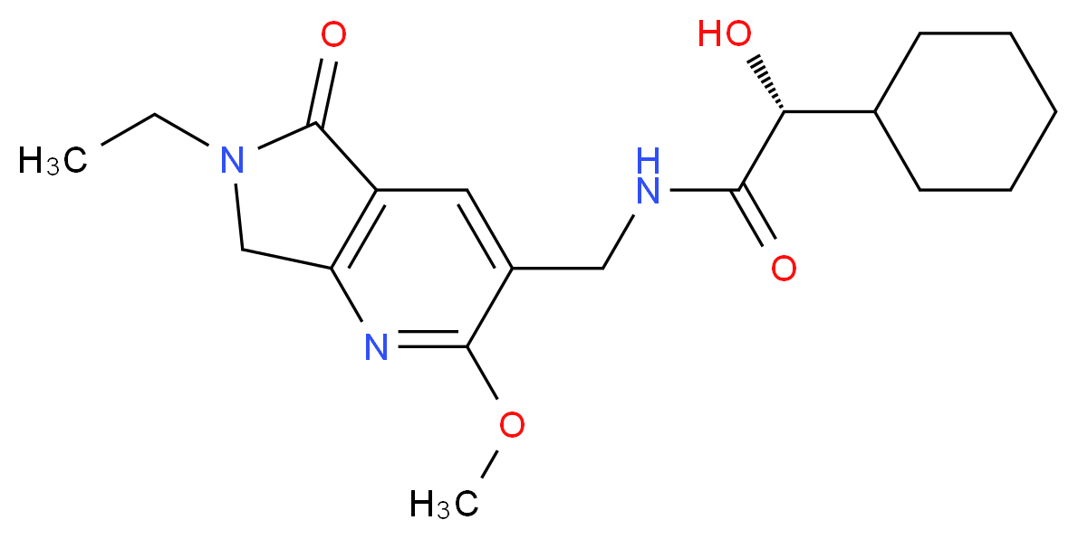 (2R)-2-cyclohexyl-N-[(6-ethyl-2-methoxy-5-oxo-6,7-dihydro-5H-pyrrolo[3,4-b]pyridin-3-yl)methyl]-2-hydroxyacetamide_Molecular_structure_CAS_)