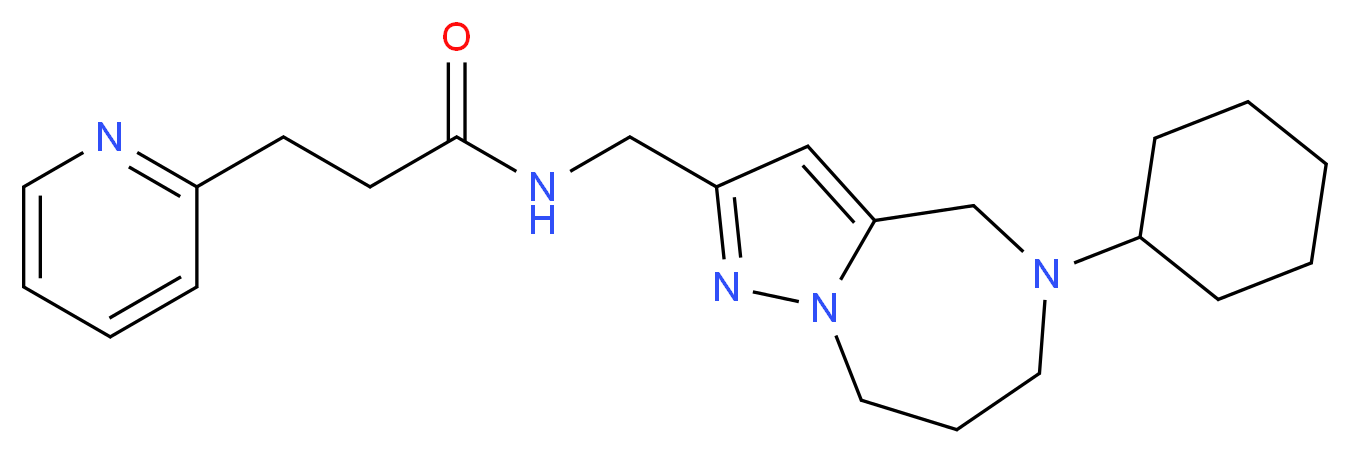 N-[(5-cyclohexyl-5,6,7,8-tetrahydro-4H-pyrazolo[1,5-a][1,4]diazepin-2-yl)methyl]-3-pyridin-2-ylpropanamide_Molecular_structure_CAS_)