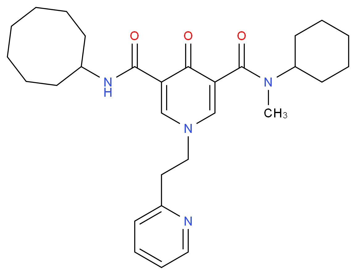 N-cyclohexyl-N'-cyclooctyl-N-methyl-4-oxo-1-[2-(2-pyridinyl)ethyl]-1,4-dihydro-3,5-pyridinedicarboxamide_Molecular_structure_CAS_)