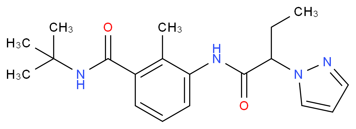 N-(tert-butyl)-2-methyl-3-{[2-(1H-pyrazol-1-yl)butanoyl]amino}benzamide_Molecular_structure_CAS_)