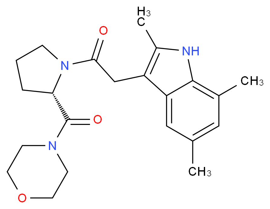 2,5,7-trimethyl-3-{2-[(2S)-2-(morpholin-4-ylcarbonyl)pyrrolidin-1-yl]-2-oxoethyl}-1H-indole (non-preferred name)_Molecular_structure_CAS_)